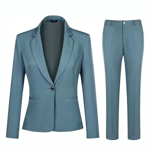 New Style Ladies Luxury Formal Solid Two Piece Business Suits with Button Detail Full Length Women’s Suits