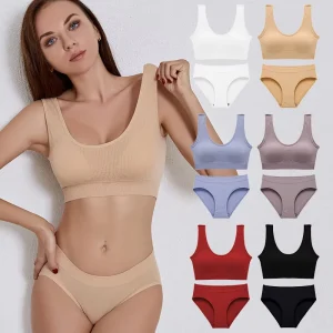 New Style Seamless Soft Plus Size Underwear Women’s Panty Sports Bra Set