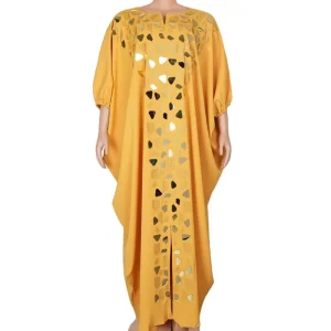 New Style Women Plus Size Dress Rhinestone Irregular Patch Dress African Women’s Clothing Plus Size Loose Robe OEM