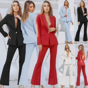 New Style Women Suits Office Formal Elegant Winter Women’s Suits & Blazers Flare Pant Ladies