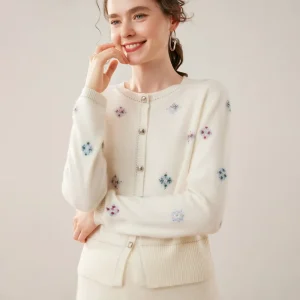 New Style Women’s Knitted Floral Cashmere Cardigan Sweater