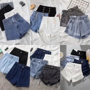 New Summer High Waist Denim Shorts Women’s Slim Black Large Short Hot Pants Stock