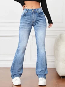 New Summer Style European and American Women’s High waist Stretch Jeans Casual Slim Flared Street Fashion Style Denim Pant