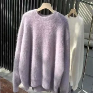 New Ultra-Soft Merino Wool Pullover Sweater for Women Oversized Winter Office Ladies Knitwear Hand-Knitted Long