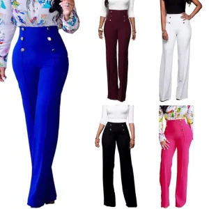 New Women Factory Price New Women Fashion Long Horn Pants Casual Flared Trousers Pants