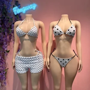 New Women Three Piece Swimwear Beach Swim Wear Bathing Suits Bikini Dot Sexy 3Pcs Bikinis Set Female Swimsuit for Women