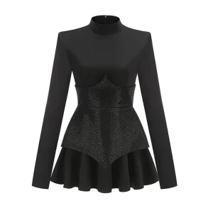 New Women’s Long Sleeve Sequin Casual Dress Elegant Round Neck Party Dress High-end Fashion Mini Dress