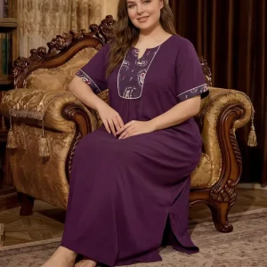 New Women’s Plus Size Pajama Long Robe Rayon Nightgown Loose Princess Style Loungewear