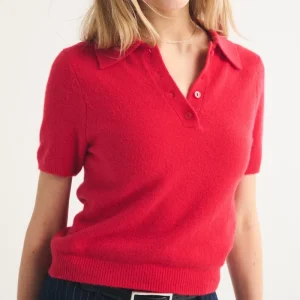 New Women’s Polo Collar Short Sleeve Knit Sweater Comfy Knitted Polo Top for Office & Daily Ladies Elegant Knit Pullover