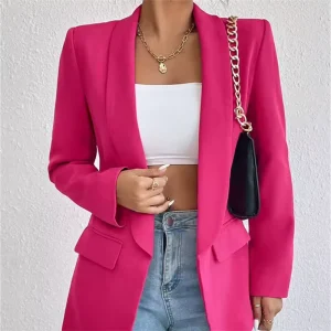 New Women’s Solid Color Autumn Elegant Coat Anti Wrinkle Polyester Velour Full Sleeve Regular Fit Commuting Suit