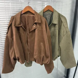 New Women’s Style Suede Loose Jacket Autumn Suede Coat
