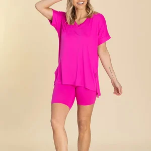 New Women’s Summer Loungewear Set Customized Soft V Neck Top and Biker Short Two piece Loungewear Vendors