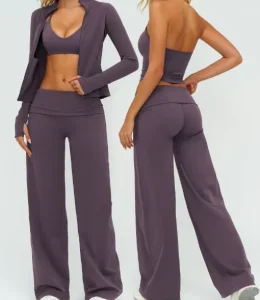 New Yoga Set Women 2 Piece Fitness Sportswear Long Sleeve Zip Up Tops High Waist Gym Legging Workout Outfit