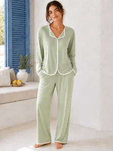 NewClassic Women Home Wear Natural Skin friendly Pyjamas Set Modal Countryside Leisure Long Sleeve Sleepwear 2 Piece Loungewear