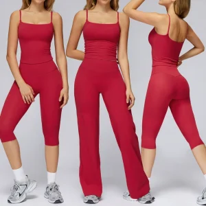 Nude Feeling Activewear Women’s Sportswear Clothing Yoga Capri Pant Flared Leggings Women Fitness Gym Tops Tracksuit Yoga Set
