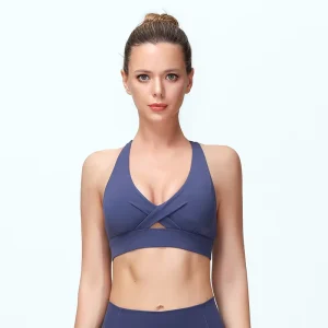 Nylon 75 Percent Spandex 25 Percent V-Neck Women’s Top Racer Back Yoga Workout Gym Running Sports Bras