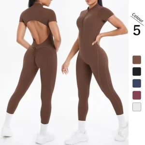 Nylon Spandex Seamless Backless Leggings Spaghetti Strap One Piece Yoga Suit Highly Elastic Breathable Fabric