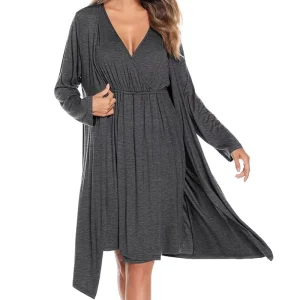 ODM Custom Cotton Solid Summer Breathable Maternity Nursing Pajamas Women’s Night Wear Comfortable Sleepwear Set