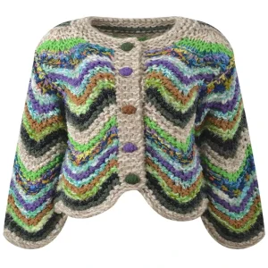 ODM Fashion Trend Crocheted Mohair Vintage Double Breasted Thick Women’s Cardigan High Quality Personalized Spring Front