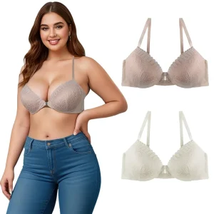 ODM OEM Women’s Front Clasp Bra Push up Sexy Lace Breathable Underwire Padded Lingerie