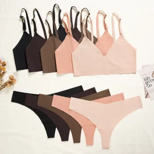 ODM Wire Free One Piece Women’s Underwear Triangle Panties Suit Seamless Bras Push up Seamless Bra Panties