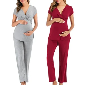 OEKO TEX 100% Organic Cotton Maternity Pregnant Clothes Pregnancy Wear Women Nursing Maternity Pajama