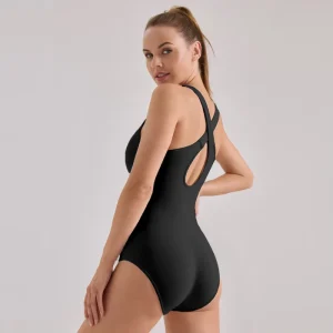 OEM Custom Logo Women’s High Waist Ribbed Square Neck Sleeveless Yoga Jumpsuit Casual Style Activewear