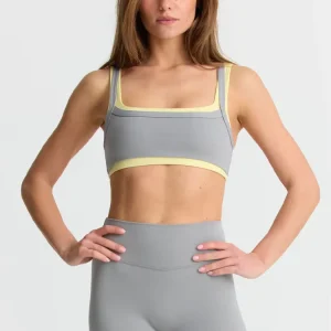 OEM Custom Logo Women’s Sports Bra Scoop Contrast Bra Medium Support Workout Yoga Bra with Removable Paddings