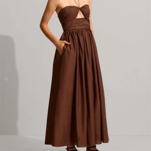 OEM Custom Woven Eco Friendly Cotton Linen Dress Sexy Backless Elegant Hollow Casual Sleeveless Slim Women