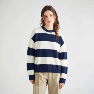 OEM Custom Y2K Striped Pullover Casual Daily Knit Sweater Vintage Crew Neck Top