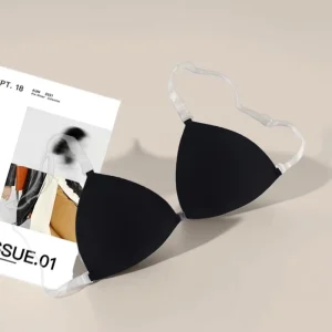 OEM Everyday Style Seamless Wireless Bralette Set Triangle Invisible Bra with Transparent Strap No Show Thong Wire Free Support