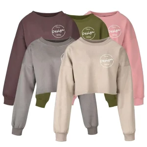OEM Factory Jogger Cropped Sweatshirt Female Heavy French Terry Drop-Shoulder Hoodie Custom Women’s Cropped Sweatshirt