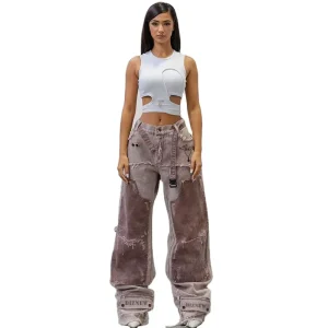 OEM Jeans Manufacturer Custom Baggy Jeans Women Street Wear Large Size Fashion Low Rise Denim Jeans Women