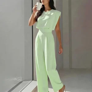OEM ODM Casual Sleeveless Solidsolid Color Jumpsuit Office Daily Workwear Manufacturer for Boutique Brand