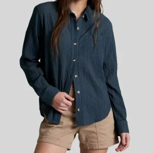 OEM ODM Crinkle Cotton Button Shirt Customizable Women’s Long Sleeve Blouse Loose Fit Casual Women’s Long Sleeve Top