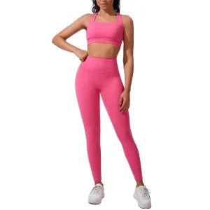 OEM ODM Custom High Waist Yoga Suit Women Tummy Slimming Quick Dry Stretch Skin Fit Gym Training Two Piece Activewear