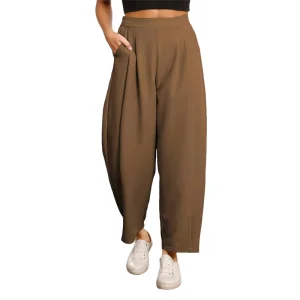 OEM ODM Women’s Casual Pants Wide Leg High Waisted Elastic Waist Breathable Stretchy Polyester Business Slacks Pockets