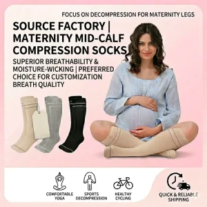 OEM/ODM Women’s Jump Rope Yoga Elastic Cycling Solid Sports Compression Socks, Crew Socks Cotton Maternity Pressure Socks