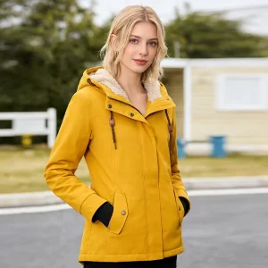 OEM ODM Women’s Winter Waterproof Breathable Padding Jacket Button Zipper Durable Stylish Solid Warm Snow Coat Fixed PFC FREE