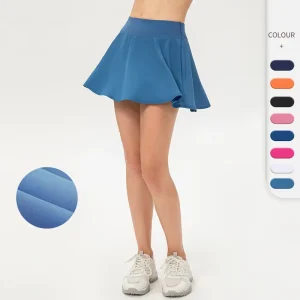 OEM Women’s High Waist Pleated Print Mini Skort Sport Skirt With Four Way Stretch Spandex Polyester Material