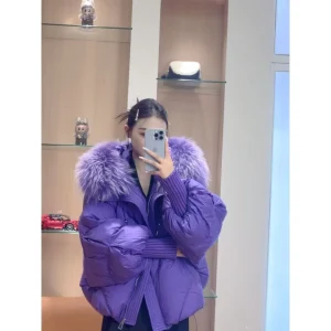 OFTBUY New Fashion Custom White Goose Down Puffer Jacket Warm Women Duck Down Coat Fox Fur Collar Thick Casual Streetwear