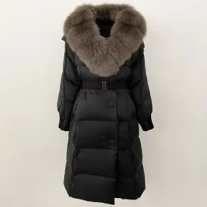 OFTBUY Women’s Winter Jacket with Natural Raccoon Fox Fur Collar White Duck Coat Thick Warm Casual Outerwear Windproof Feature