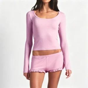 Oeko Tex Modal Women 2 Pcs Long Sleeve Sleepwear Lounge Set Ladies Pajama Set Loungewear Pjs