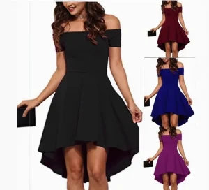 Off Shoulder Women’s Dresses Slim fit A line Dress Big Swing Dovetail Skirt