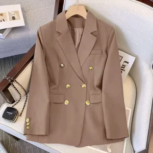 Office Lady Business Trendsetter Breasted Trim Suit Tops Clothes Women’s Loose Button Business Casual Coat Female Suit for Women