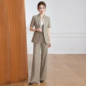 Office Lady Suit Set Women’s Summer Short sleeved Anti Wrinkle Casual Formal Wear for Office Commuting Manager Sales
