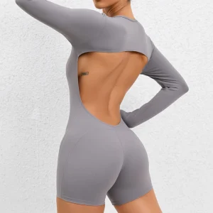 One Piece Long Sleeve Bodysuits Workout Romper Women’s Sexy Long Sleeve Yoga Jumpsuit