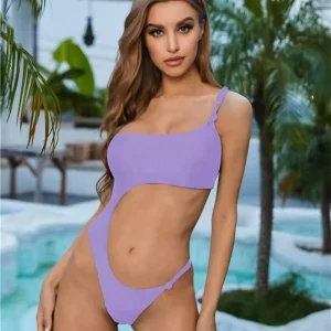 One Piece Swimsuit for Women Solid Color with Sexy Print Design