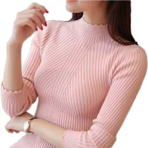 One Size Women’s Long Sleeve Knitted Top Pullover Autumn Winter Turtleneck Lace Sweater Versatile Hooded Short Summer Spring
