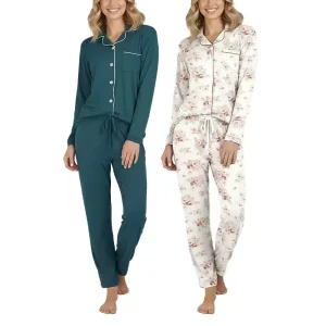 Organic Bamboo Women’s Long Sleeve Button Down Pajama Set Women’s Sleepwear Custom Loungewear Women Sets Sustainable Pyjamas